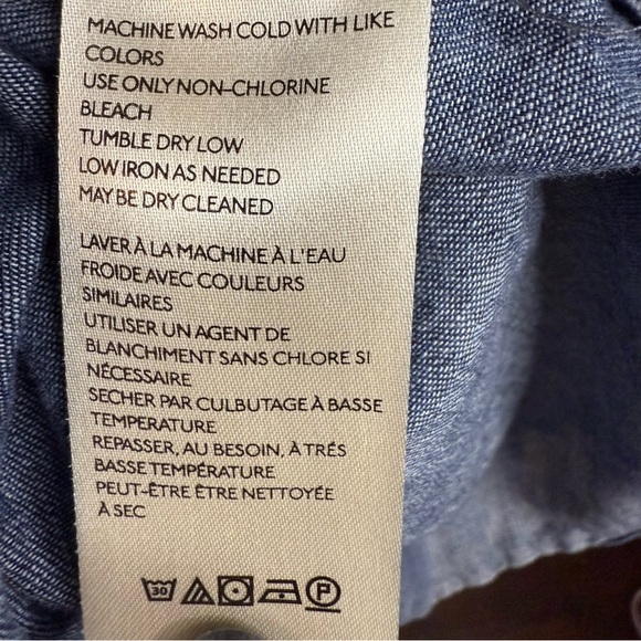 Pilcro by Anthropologie Blue Dotted Denim Button Down Shirt with Open Back GUC - Picture 5 of 7